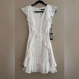 NWT Tommy Hilfiger White Flair-Dot Fit & Flare Dress Size 12 Petite.